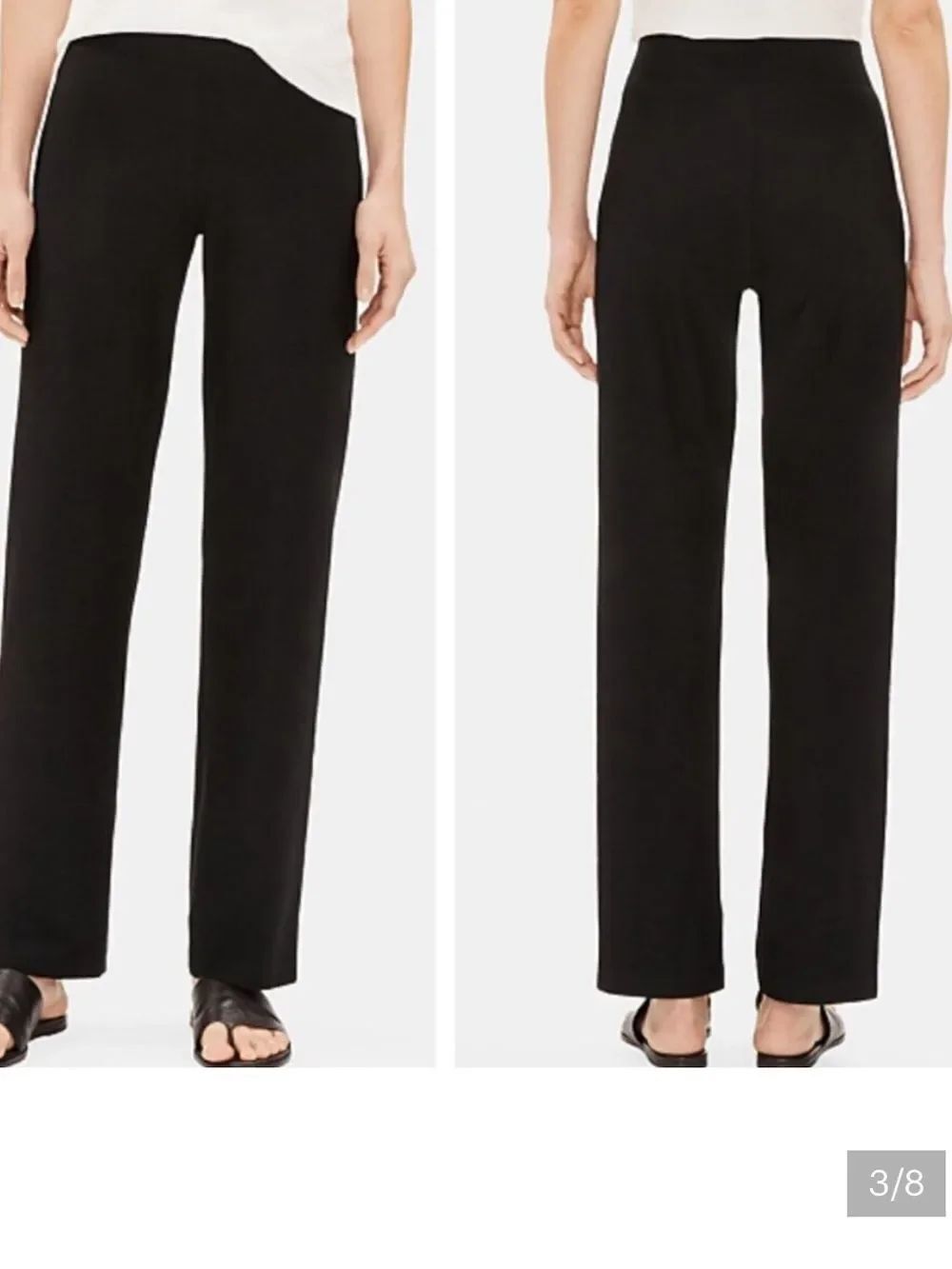 Eileen Fisher Black System Stretch Crepe Straight Pant Full length Womens XL